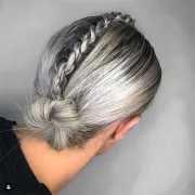 Girl with silver and grey hair style